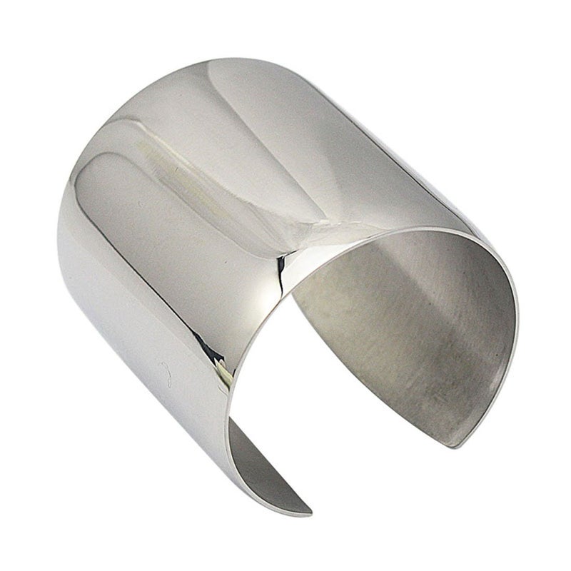 COUYA Silver Wide Cuff Bracelet Stainless Steel Smooth Polish Bangle for Women Ladies - Image 3